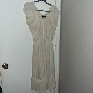 Mille Gabrielle White & Gold Flowy Dress PLUS SIZE